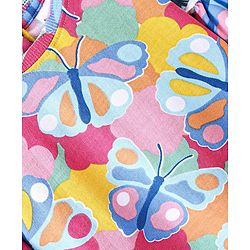 Babyhug Cotton Full Sleeves Balloon Sleeves Sweatshirt With Butterfly Print & Frill Detailing - Multicolour