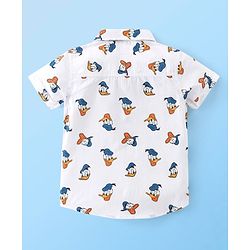 Babyhug Cotton Woven Half Sleeves Regular Collar Shirt Donald Duck Print- White