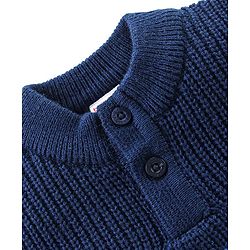 Babyhug Knit Full Sleeves Sweater With Striped - Navy Blue