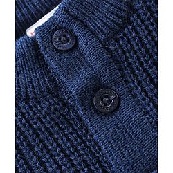 Babyhug Knit Full Sleeves Sweater With Striped - Navy Blue