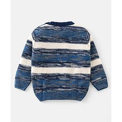 Babyhug Knit Full Sleeves Sweater with Striped Design - Blue