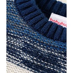 Babyhug Knit Full Sleeves Sweater with Striped Design - Blue