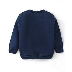 Babyhug Full Sleeves Sweater Santa Embroidery- Navy Blue