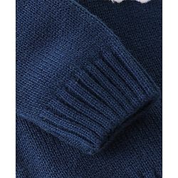 Babyhug Full Sleeves Sweater Santa Embroidery- Navy Blue