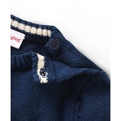 Babyhug Full Sleeves Sweater Santa Embroidery- Navy Blue
