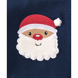 Babyhug Full Sleeves Sweater Santa Embroidery- Navy Blue