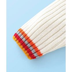 Babyhug Full Sleeves Cable Knit Pullover Sweater - White