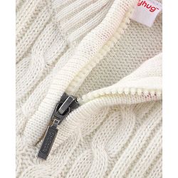 Babyhug Full Sleeves Cable Knit Pullover Sweater - White