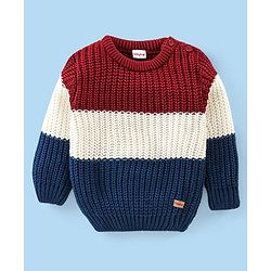 Babyhug Full Sleeves Colour Blocked     Pullovers - Navy Blue & Maroon