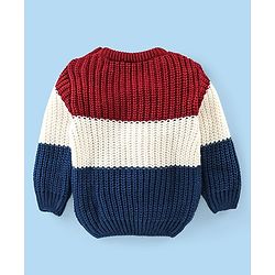 Babyhug Full Sleeves Colour Blocked     Pullovers - Navy Blue & Maroon
