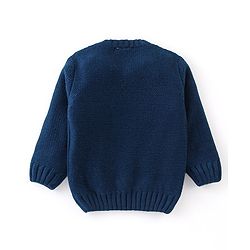 Babyhug Full Sleeves Cable Knit Sweater  - Navy Blue