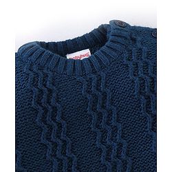 Babyhug Full Sleeves Cable Knit Sweater  - Navy Blue