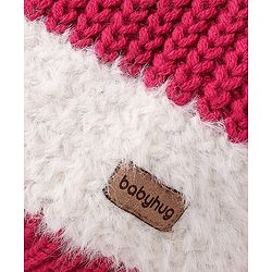 Babyhug Knit Full Sleeves Pullover Sweater Striped - White & Fuschia