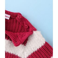 Babyhug Knit Full Sleeves Pullover Sweater Striped - White & Fuschia