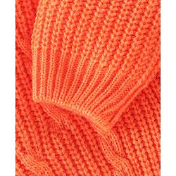Babyhug Full Sleeves Cable Knit Pullover Sweater - Orange