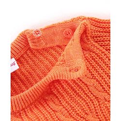 Babyhug Full Sleeves Cable Knit Pullover Sweater - Orange