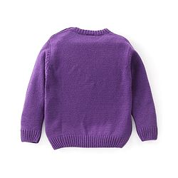 Babyhug Knit Full Sleeves Sweater Pullover with Floral Embroidery -Purple