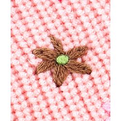Babyhug Knitted Full Sleeves Sweater With Floral Embroidery - Peach