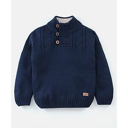 Babyhug Full Sleeves  Sweater Solid Colour - Navy Blue