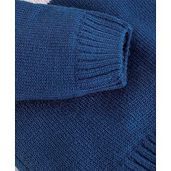 Babyhug Knit Full Sleeves Sweater with Colour Block Design - Blue & Yellow