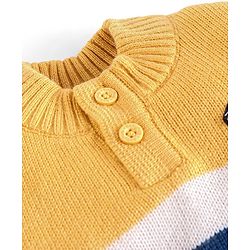Babyhug Knit Full Sleeves Sweater with Colour Block Design - Blue & Yellow