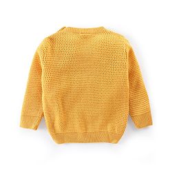 Babyhug Full Sleeves Pullover Sweater with Tiger Print - Mustard