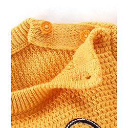 Babyhug Full Sleeves Pullover Sweater with Tiger Print - Mustard