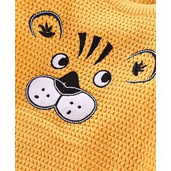 Babyhug Full Sleeves Pullover Sweater with Tiger Print - Mustard