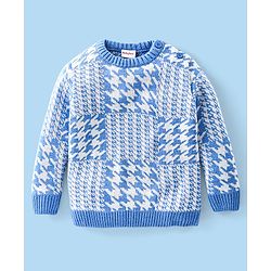 Babyhug Full Sleeves Checked Pattern    Pullovers - Ice Blue