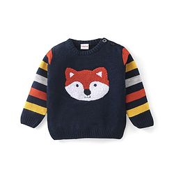 Babyhug Full Sleeves Baby Sweater Set Foxy Design - Navy Blue