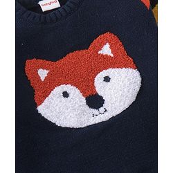 Babyhug Full Sleeves Baby Sweater Set Foxy Design - Navy Blue