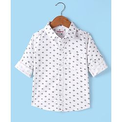 Babyhug 100% Cotton Full Sleeves Printed Shirt - White