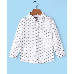 Babyhug 100% Cotton Full Sleeves Printed Shirt - White