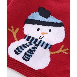 Babyhug  Full Sleeves Sweater Set With Snow Man Design - Red