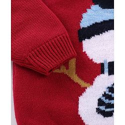 Babyhug  Full Sleeves Sweater Set With Snow Man Design - Red