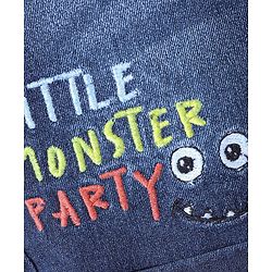 Babyhug Cotton Mid Thigh Denim & Stretch Shorts With Text Embroidery   Fly With Zipper -  Blue