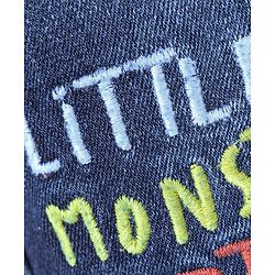 Babyhug Cotton Mid Thigh Denim & Stretch Shorts With Text Embroidery   Fly With Zipper -  Blue