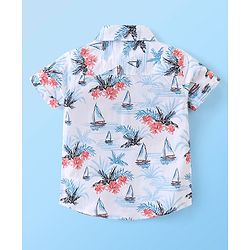 Babyhug Cotton Woven Half Sleeves Regular Collar Shirt Floral Print- White