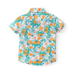 Babyhug Cotton Woven Half Sleeves Regular Collar Shirt Orange Print- Multicolor