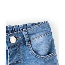 Babyhug Cotton Mid Thigh Length Washed Stretchable Denim Shorts Lace Detailing - Blue