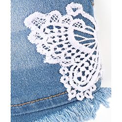 Babyhug Cotton Mid Thigh Length Washed Stretchable Denim Shorts Lace Detailing - Blue