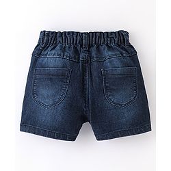 Babyhug Cotton Mid Thigh Length Washed Stretchable Denim Shorts Sequins Detailing - Blue