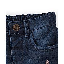 Babyhug Cotton Mid Thigh Length Washed Stretchable Denim Shorts Sequins Detailing - Blue