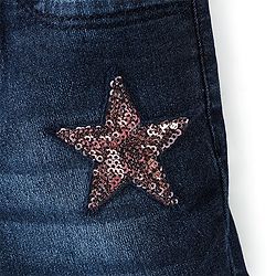 Babyhug Cotton Mid Thigh Length Washed Stretchable Denim Shorts Sequins Detailing - Blue