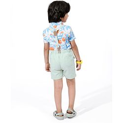 Babyhug 100% Cotton Woven Half Sleeves Shirt Orange Print - Blue