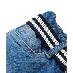 Babyhug Cotton Spandex Full Length Stretchable Washed Jeans with Fabric Belt   Fly With Zipper -  Blue