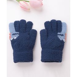 Babyhug Woolen Gloves Pair Dino Design - Navy Blue