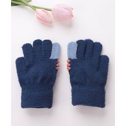 Babyhug Woolen Gloves Pair Dino Design - Navy Blue
