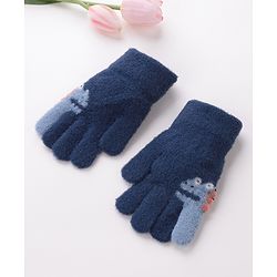 Babyhug Woolen Gloves Pair Dino Design - Navy Blue