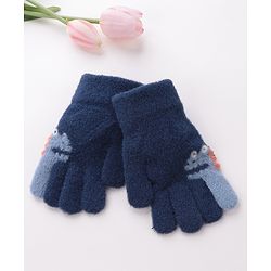 Babyhug Woolen Gloves Pair Dino Design - Navy Blue